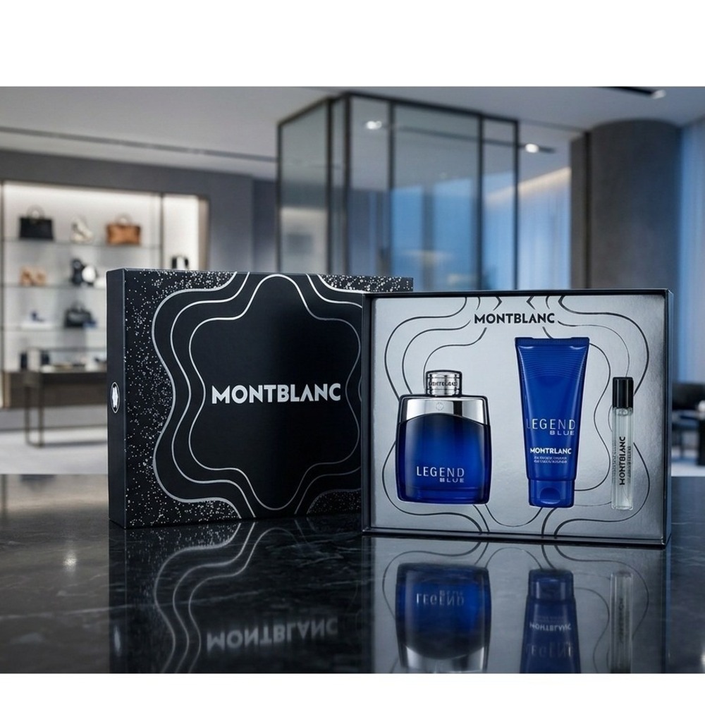 Montblanc Legend Blue 3 Piece Fragrance Gift Set for Men Eau de Parfum Balm